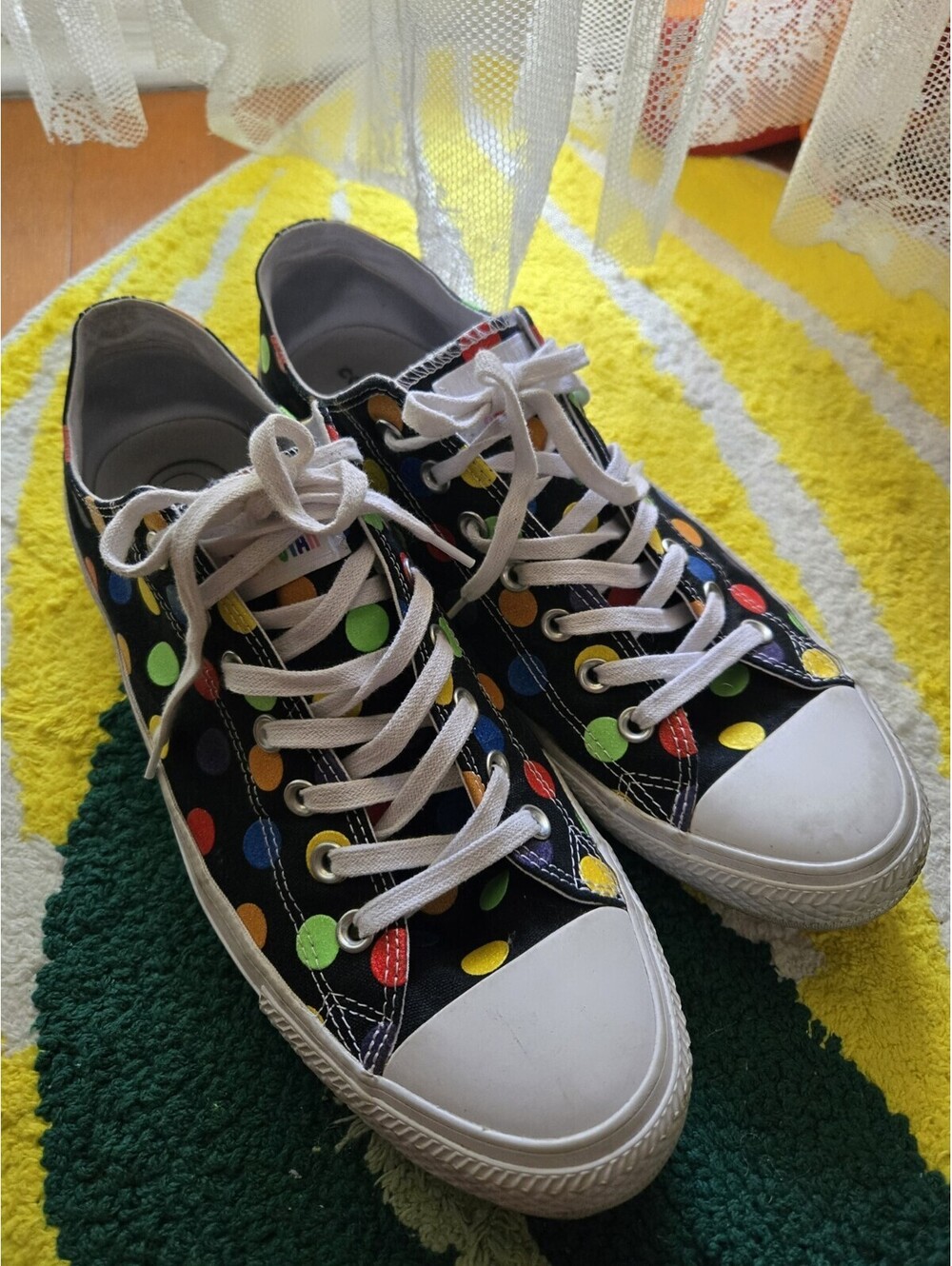 MILEY CYRUS CONVERSE ALL STAR SNEAKER RAINBOW POLKA DOT PRIDE SIZE MEN 12/ WO 14
